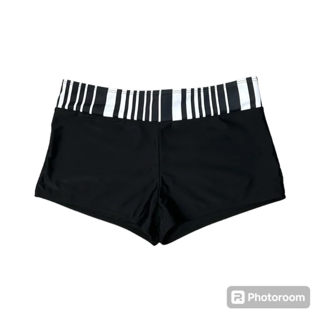 Shein Swim Shorts Black White Stripes Women’s Size Large Nwot